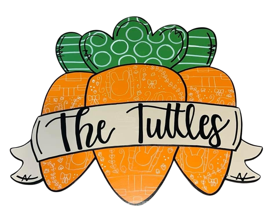 Hand painted carrot family name door hanger
