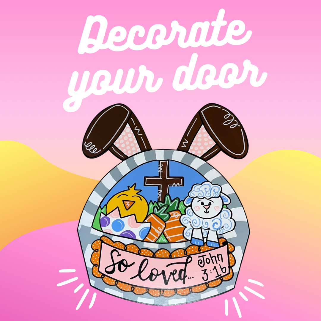 Easter Door Hanger, Bunny and Chick Decoration, Religious Easter Gift