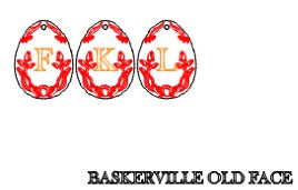 Egg shaped floral initial easter basket bag tag Baskerville