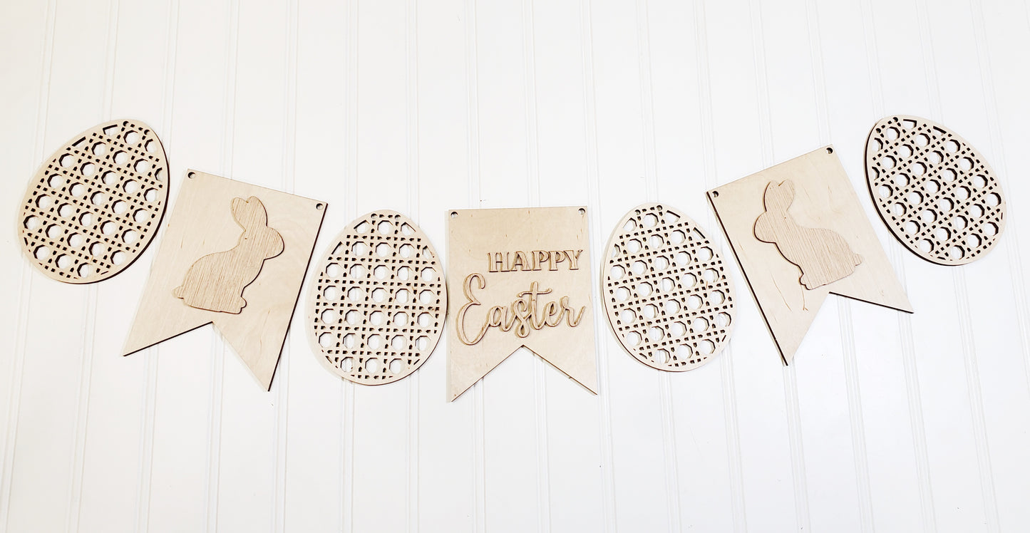 Happy Easter Rattan Bunny DIY Banner