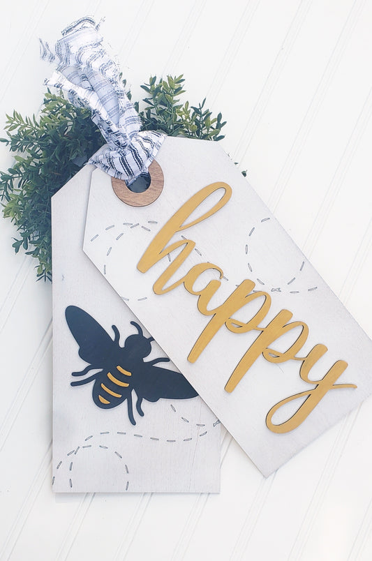 DIY Bee Happy Door Tags