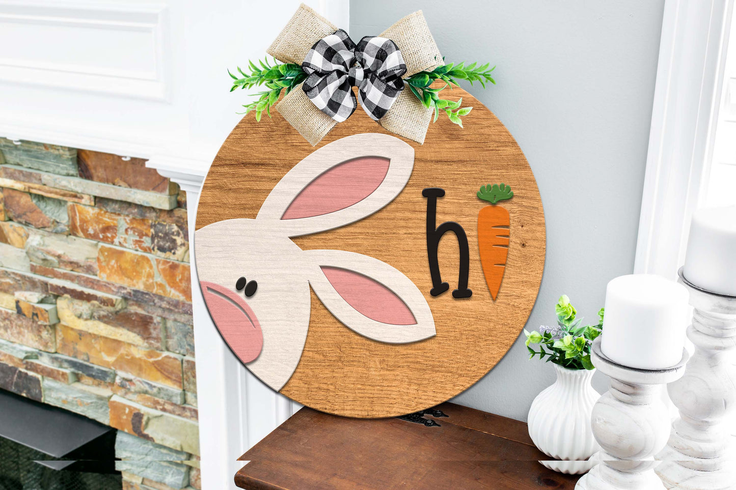 Bunny "HI" door hanger DIY