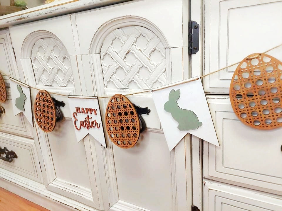 Happy Easter Rattan Bunny DIY Banner