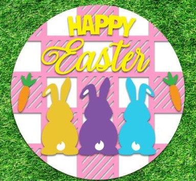 happy easter door hanger 3 bunnies DIY KIT