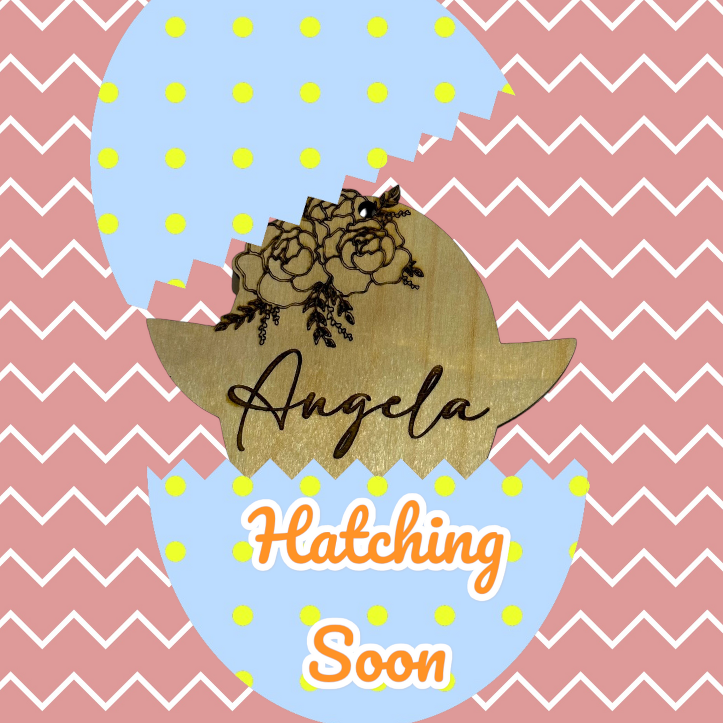 Floral Chick - Easter basket bag tag