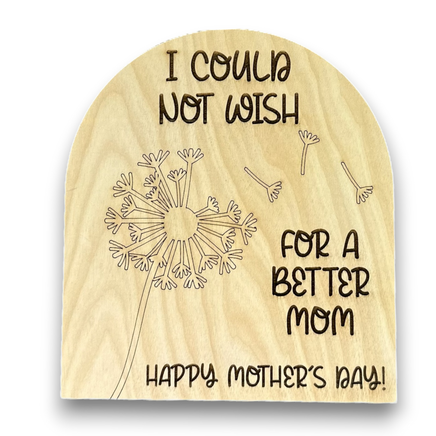 Mother's Day Keepsake Gift, Custom Laser Etched Wooden Sign, Dandelion Flower Print with Child's Fingerprints