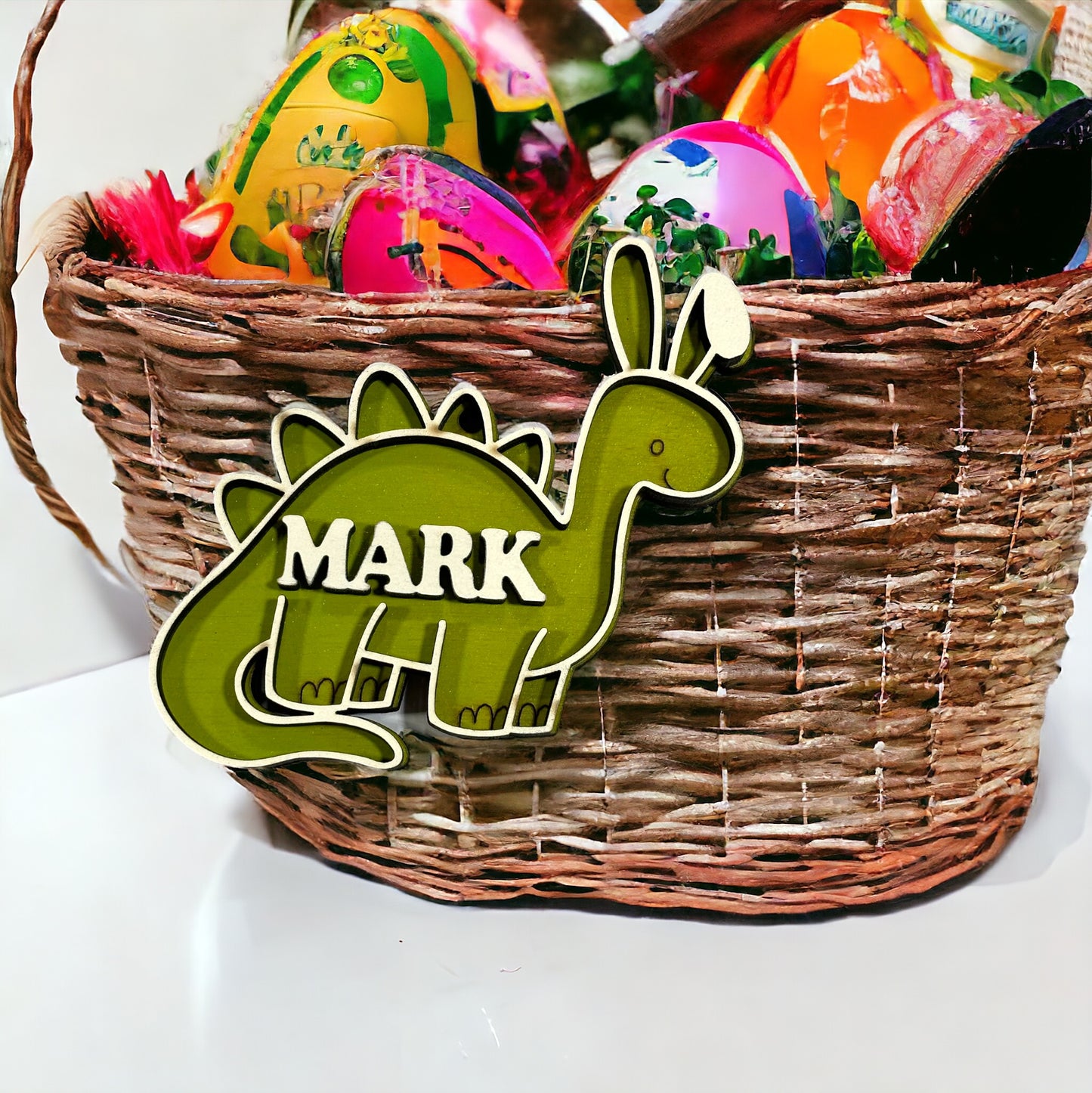 Dino Bunny Easter Basket Tag