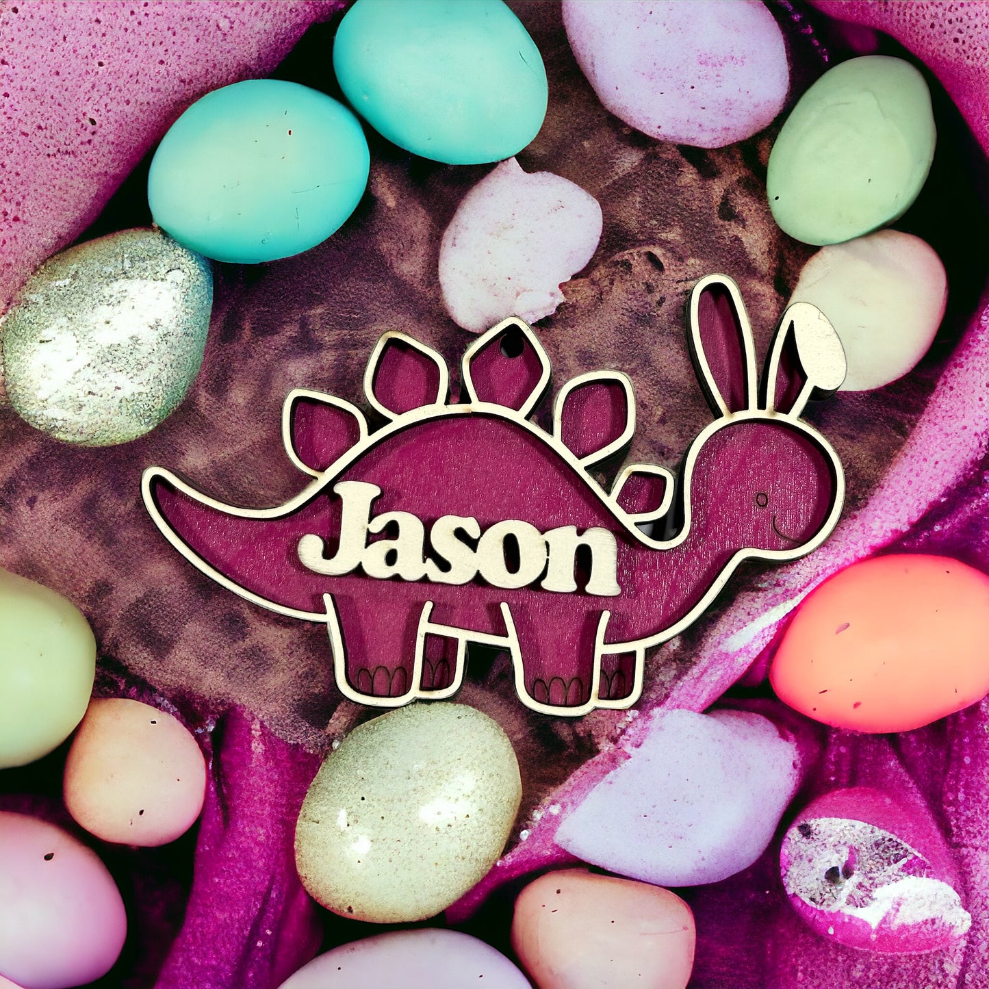 Dino Bunny Easter Basket Tag