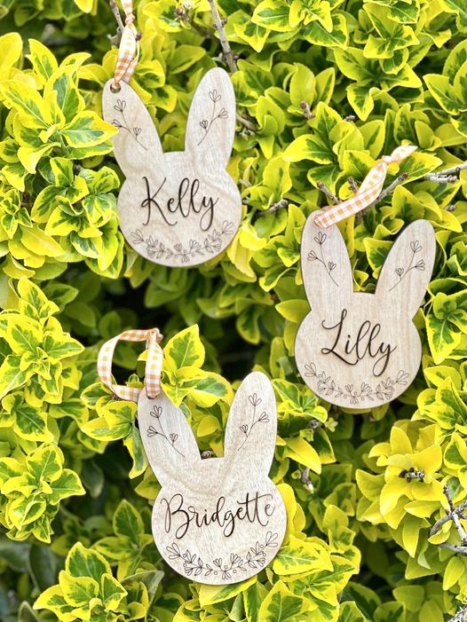 Floral Bunny Face Basket Tag
