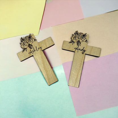 Floral cross - Easter Baskets Bag Tag