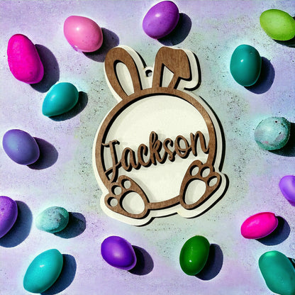 Floppy ear round bunny ears - Easter baskets bag tag