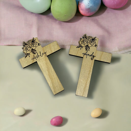 Floral cross - Easter Baskets Bag Tag