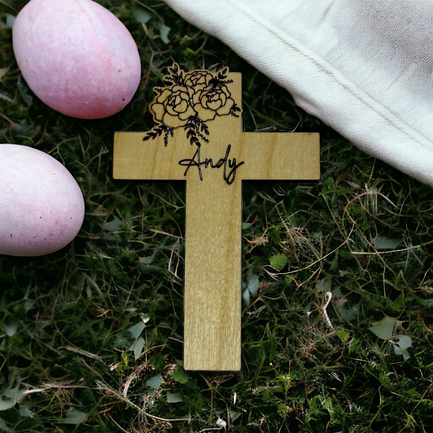 Floral cross - Easter Baskets Bag Tag