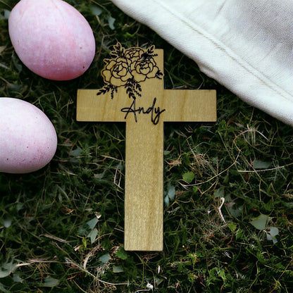 Floral cross - Easter Baskets Bag Tag