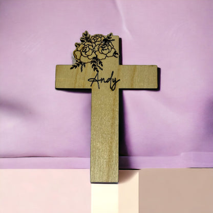 Floral cross - Easter Baskets Bag Tag