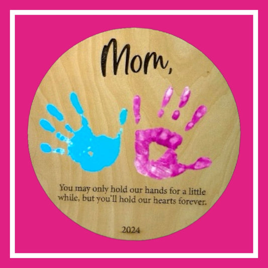 Round Mothers Day handprint sign