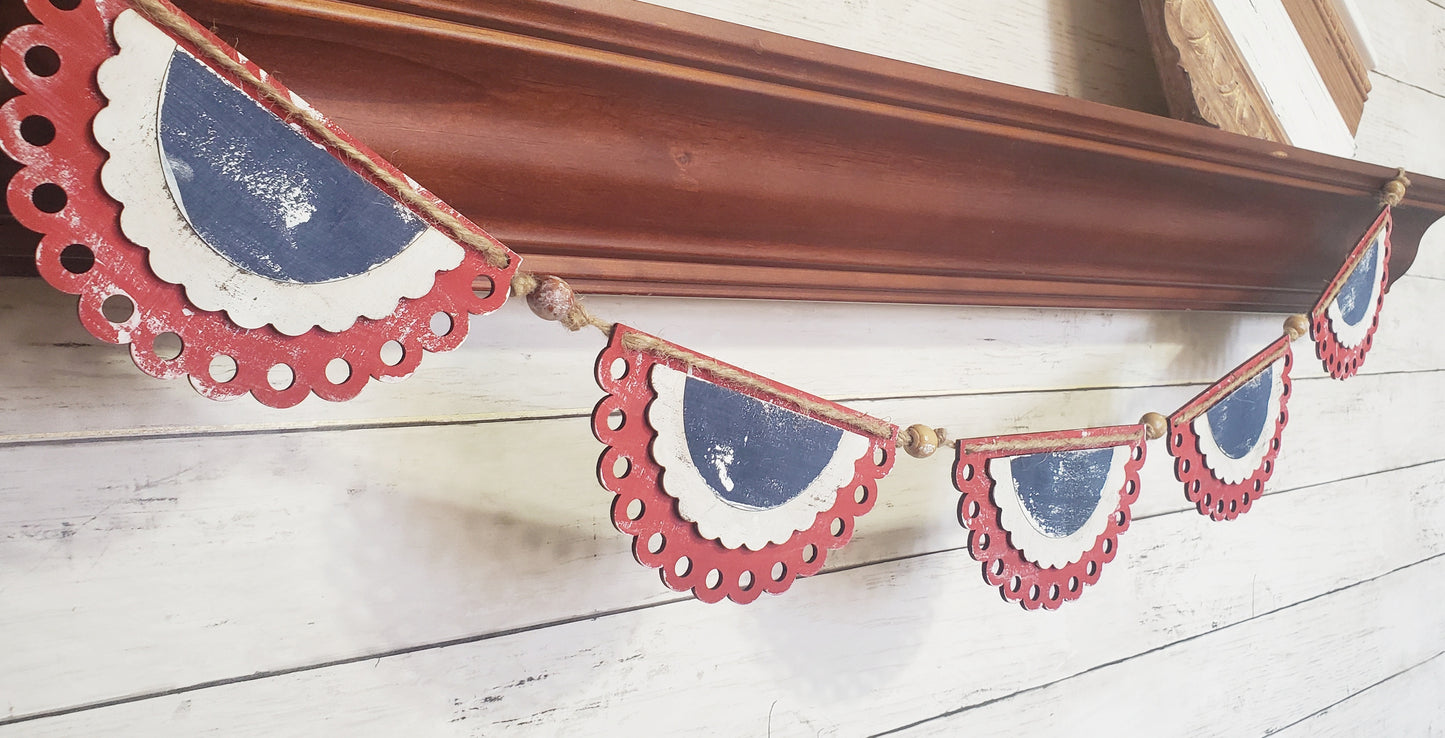 Patriotic red white & blue bunting banner