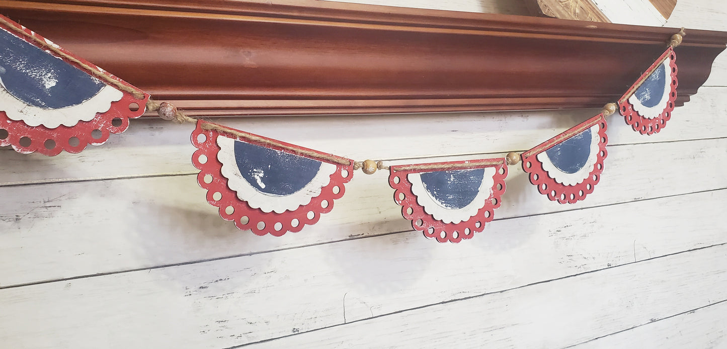 Patriotic red white & blue bunting banner
