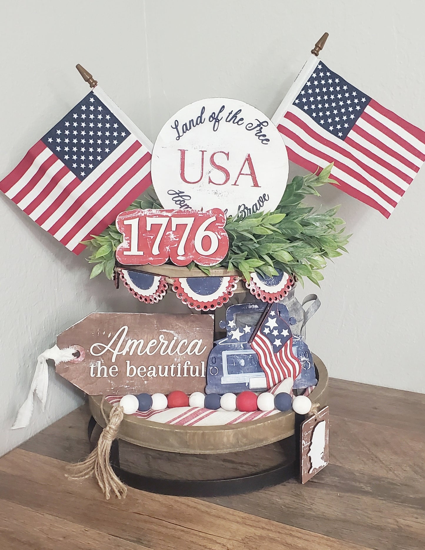 DIY- America Patriotic Tier Tray Set