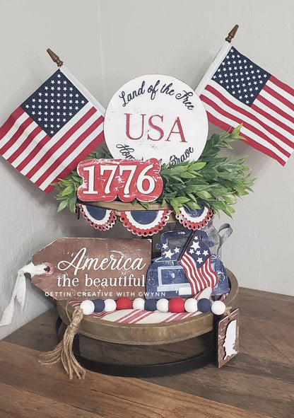 DIY- America Patriotic Tier Tray Set