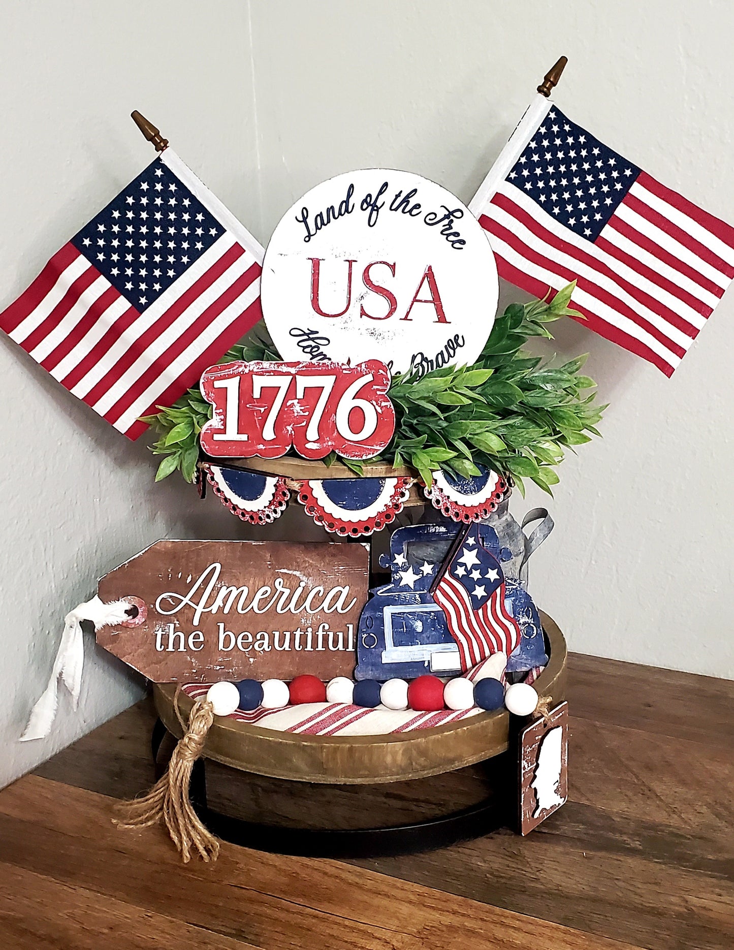 DIY- America Patriotic Tier Tray Set