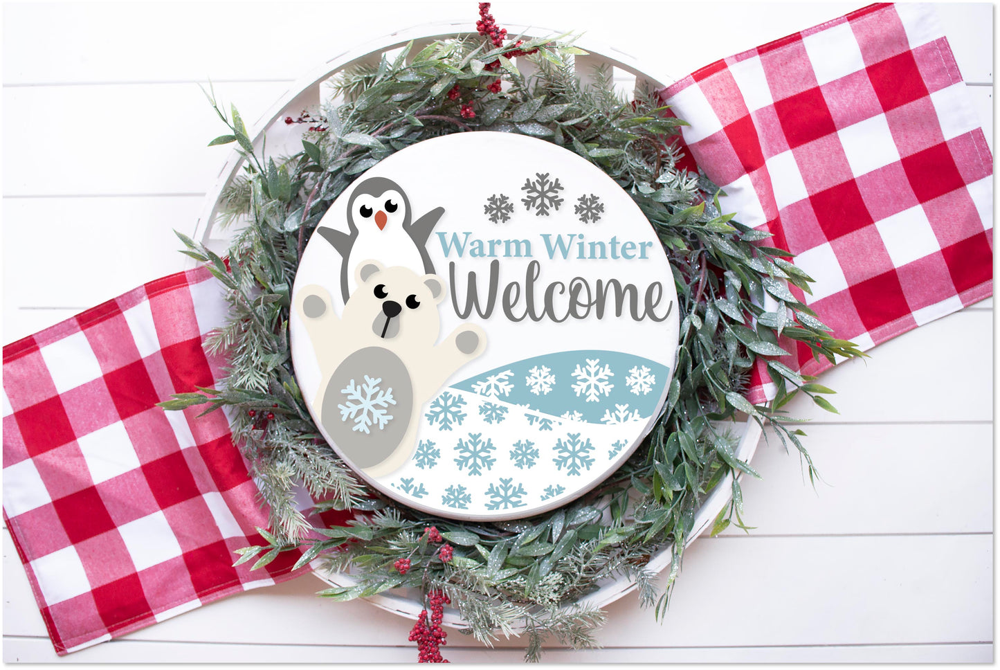 DIY door hanger warm winter welcome