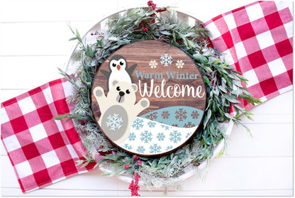 DIY door hanger warm winter welcome