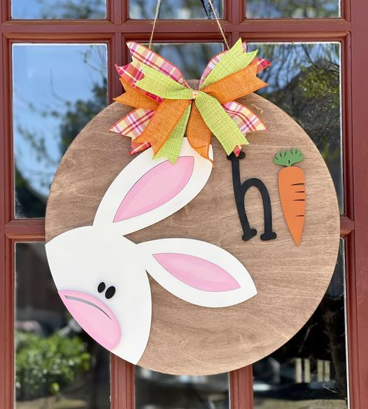 Bunny "HI" door hanger DIY