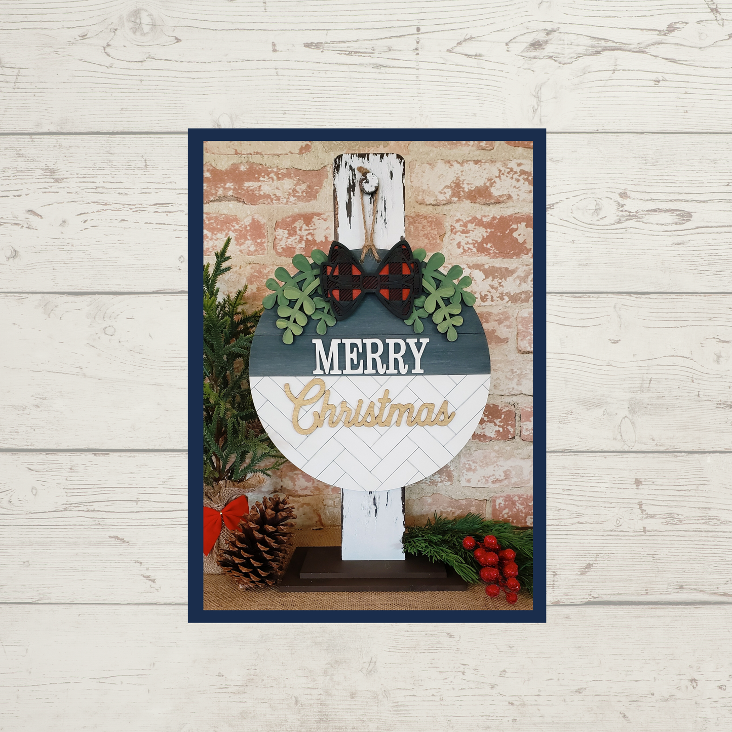 Merry Christmas Herringbone Sign