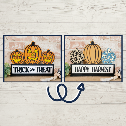 Julie Did It Trick Treat Happy Harvest Reversible Shelf Sitter