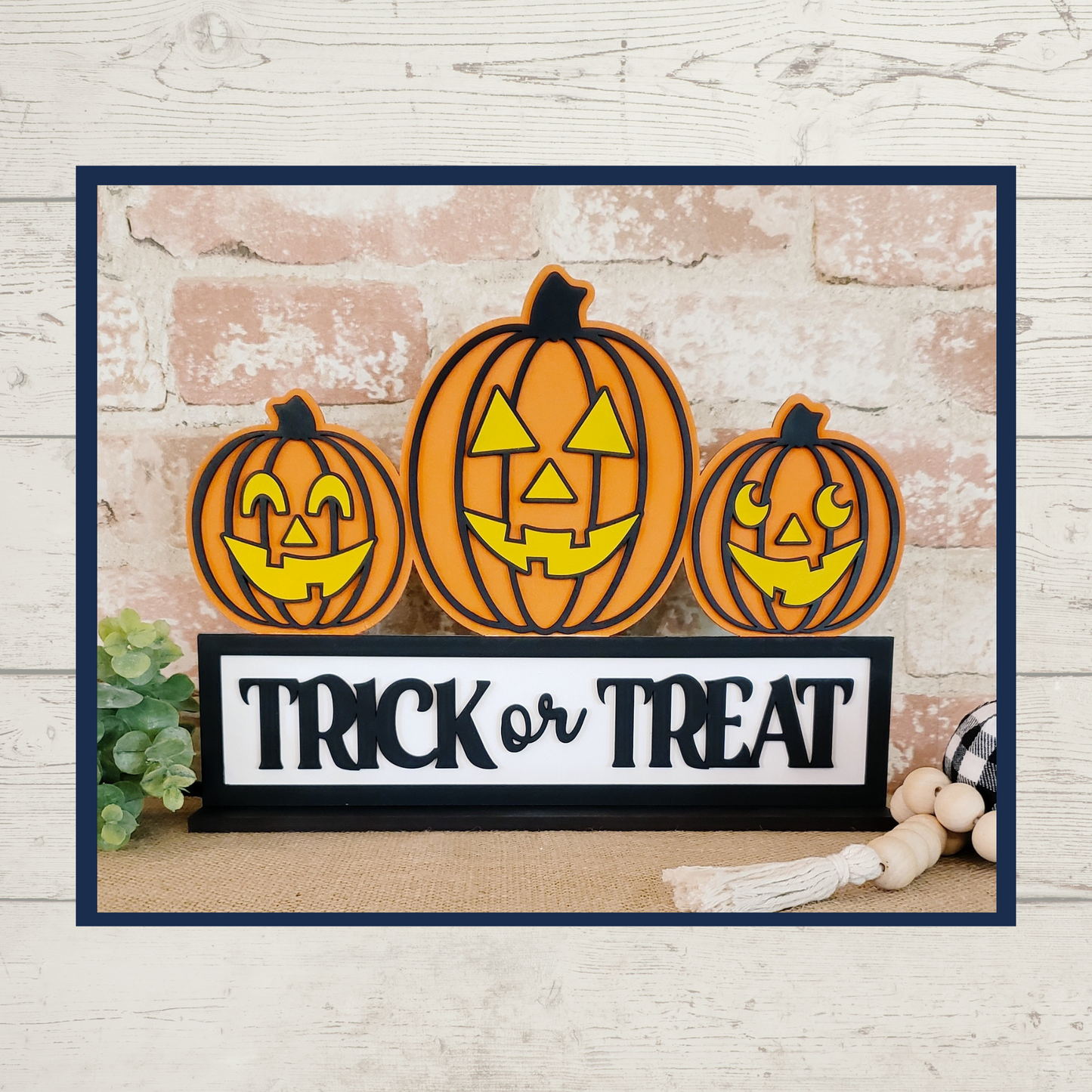Julie Did It Trick Treat Happy Harvest Reversible Shelf Sitter