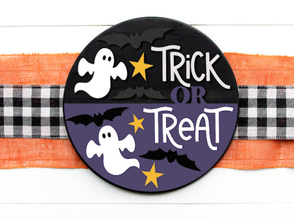 DIY Trick or treat Halloween door hanger