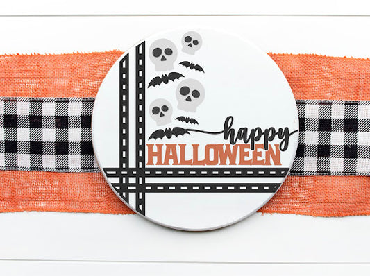 DIY- Happy Halloween round door hanger