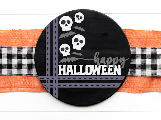 DIY- Happy Halloween round door hanger